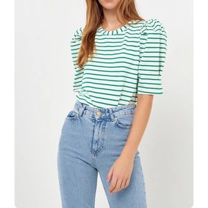 English Factort puff sleeve striped top